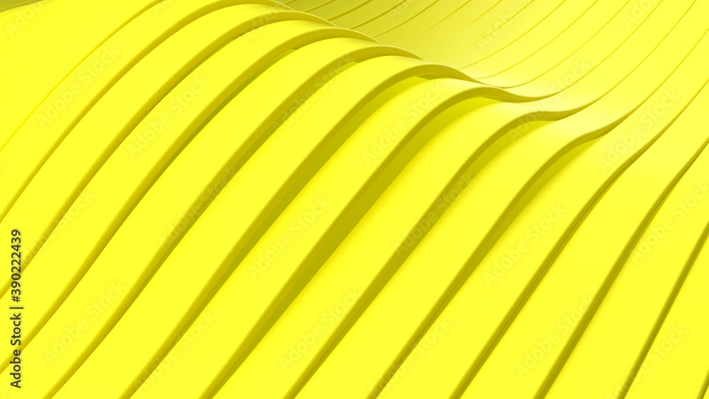 Poster abstract background with bright yellow wavy stripes. abstract cut paper stripes. modern background t