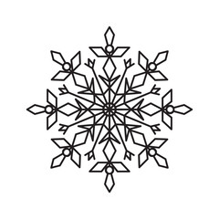 Contour drawing of snowflake on a white background for your creativity.