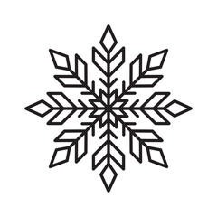 Contour drawing of snowflake on a white background for your creativity.
