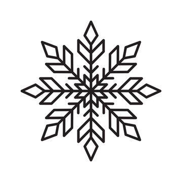 Contour drawing of snowflake on a white background for your creativity.