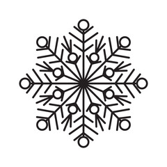 Contour drawing of snowflake on a white background for your creativity.