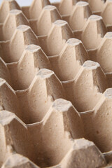 empty cardboard egg tray, close up, packaging