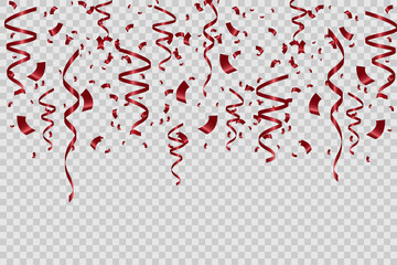 Fototapeta na wymiar Red confetti isolated. Festive background. Vector illustration