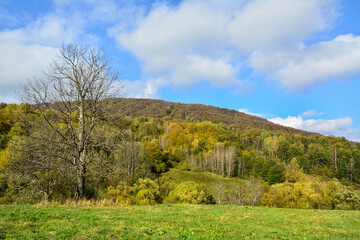 Bieszczady Mountains in Poland, beautiful autumn landscape