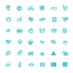 Sushi, seafood outline vector symbols