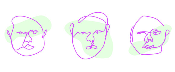 Abstract Men Drawings in Pink and Green
