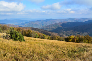 Fototapeta na wymiar Bieszczady Mountains in Poland, beautiful autumn landscape