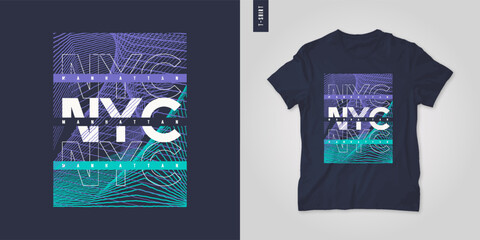 New York City. T-shirt geometric vector design, poster, print, template