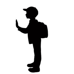 a student boy body silhouette vector