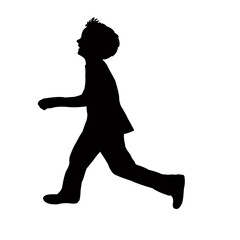 Fototapeta na wymiar boy running body silhouette vector