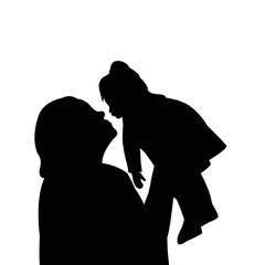 a mother and baby head, silhouette vector