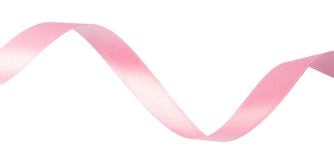 Pink wavy ribbon isolated on white background. Holiday decoration concept.