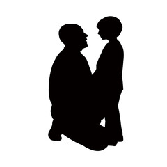 father and boy together, silhouette vector