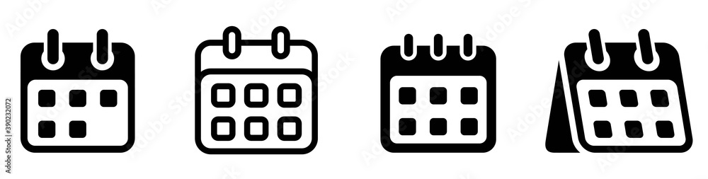 Poster calendar icons set. weekly calendar icon. outline and flat style. calendar symbol for apps and websi