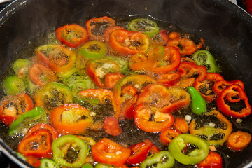 pan-fried red pepper and onion