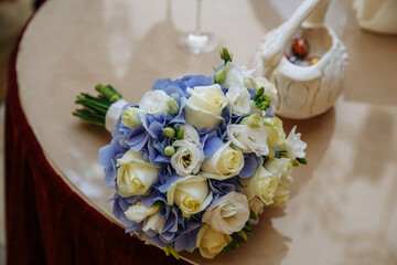 wedding bouquet with champagne