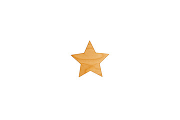 Wooden flat empty figure of star on white isolated background.