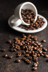 Roasted coffee beans.
