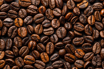 Texture of roasted coffee beans.