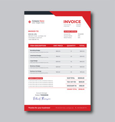 Fototapeta na wymiar Minimal clean invoice design template vector