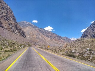 Fototapeta premium Andes Mountains - Cordillera de los Andes, Argentina/Chile. The Andes are the longest continental mountain range in the world, forming a continuous highland along the western edge of South America.