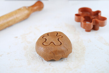 Making christmas gingerbread cookies. ginger man cookies making