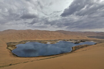 Sumu Jaran-Sumu Barun Jaran Lakes among dunes-Badain Jaran Desert-Inner Mongolia-China-1090