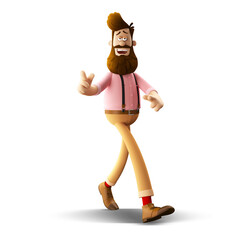 3d illustration of young funny hipster man isolated