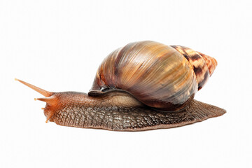 snail on a white background, isolate, large mollusc Achatina