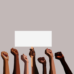 Hands in Protest, Light Grey Background