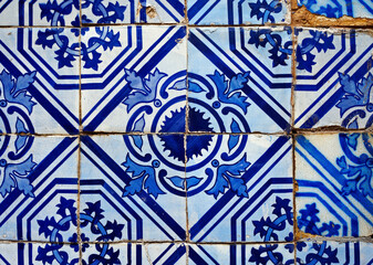 Ancient tiles pattern in Ouro Preto, Brazil 