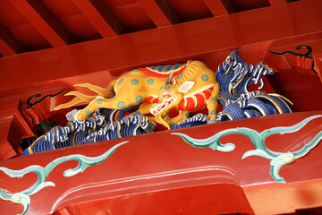 伊豆山神社　拝殿の彫刻　犀