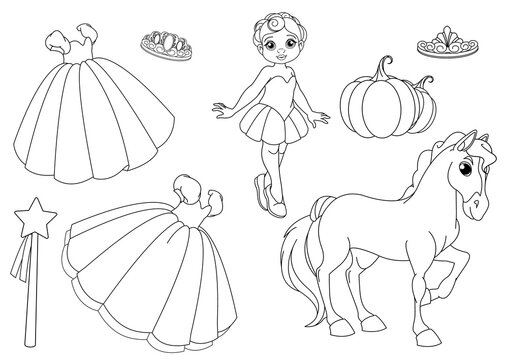 Cute Princess  Accessories Coloring Book Page