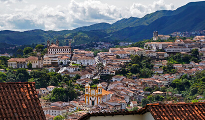 Fototapeta na wymiar Panoramic view of historical city of Ouro Preto, Brazil