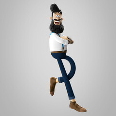 3d illustration of young hipster man isolated