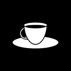 Coffee cup icon on black background. Vector illustration.