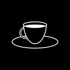 Coffee cup icon on black background. Vector illustration.