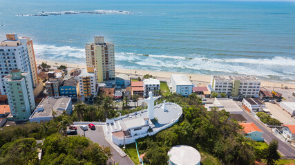 Barra Velha SC. Aerial view of Morro do Cristo and city of Barra Velha in Santa Catarina, Brazil