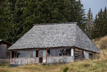 Old cottage in the mountain resort Ranca ,  Transalpina,  Romania. 