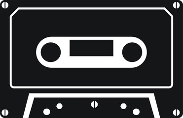 Black white style cassette. cassette icon or logo isolated sign symbol vector illustration - EPS 10 