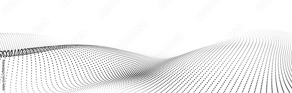Poster vector wave of dark particles on white background. technology backdrop. pattern for presentations. v