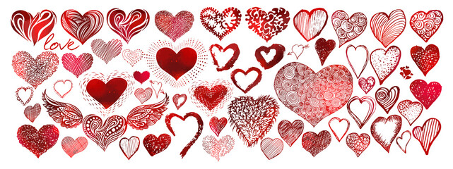 Set of red hearts. Vector illustration. For logo, icons, tattoo. Happy Valentine's Day.