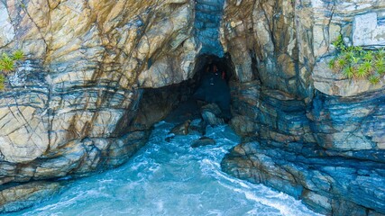 Ilha do Mel - Paraná. Aerial view of the Encantadas cave