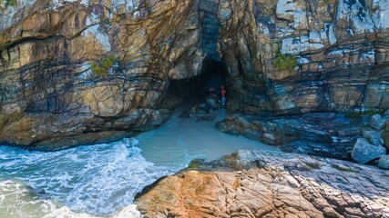 Ilha do Mel - Paraná. Aerial view of the Encantadas cave