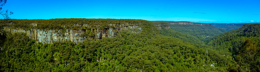 Panoramic view across Kangaroo Valley River from the Missingham Lookout, Southern Highlands, NSW, Australia