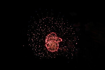 Festive fireworks and against the black sky