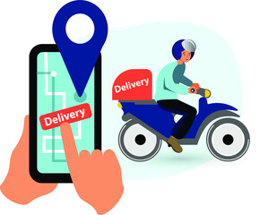 Delivery service. Сourier delivery by motorcycle to people in quarantine. Online order