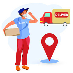 Delivery service. Fast courier delivery Help to people in quarantine time.