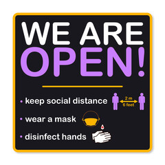 We are open signboard, poster, banner for business 