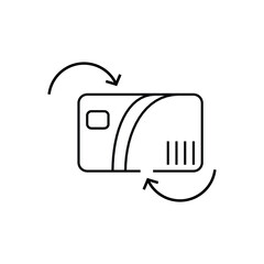 Abstract illustration concept of direct payments, credit card and online money transfer. Premium quality unique graphic design with modern line icon symbol and colored geometric shapes on background.